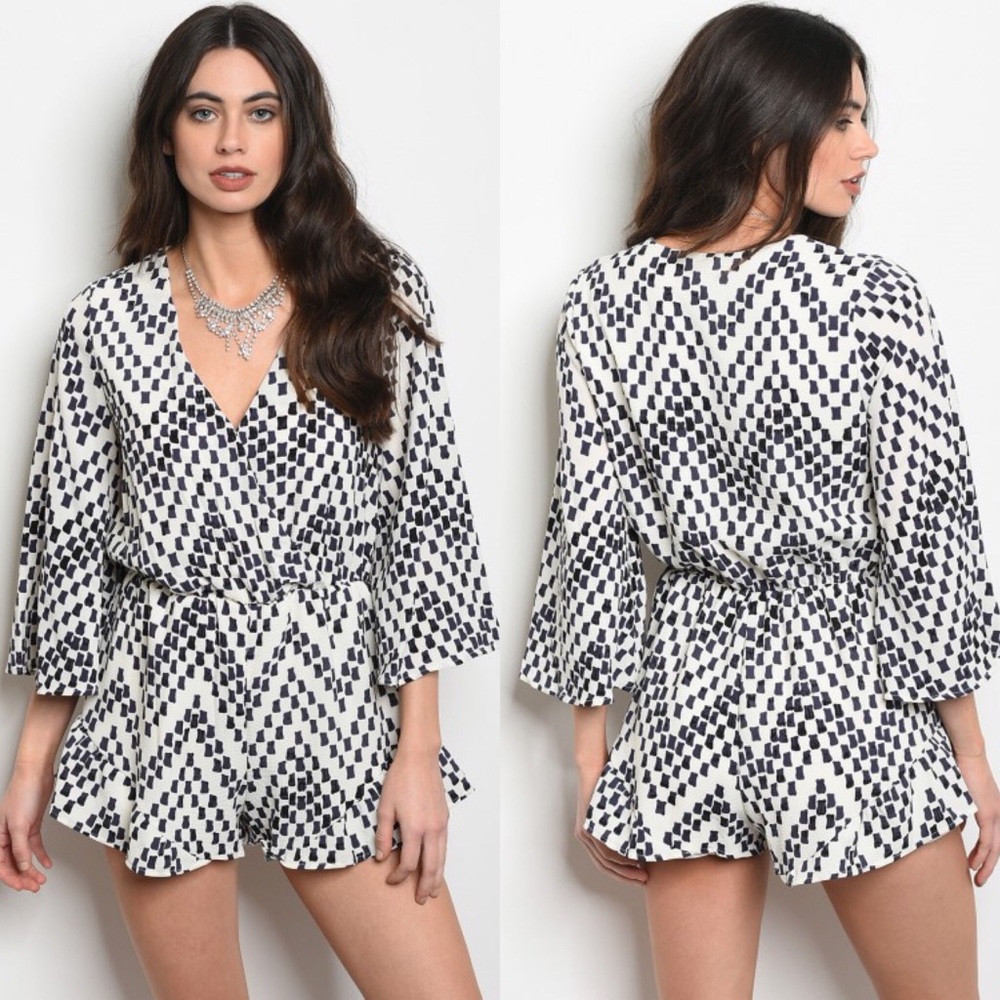 CLOSING SHOP!! Honey Punch Black Print Romper